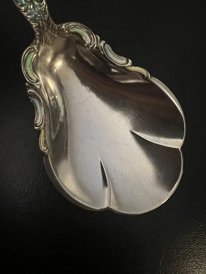 "Cuchara para servir bayas Louis XVI por Gorham de plata de ley esmaltada 8-7/8""" Foto 4 de 4