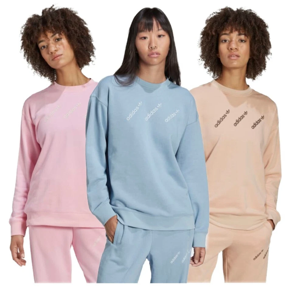 Adidas Women's Sweatshirt Soft French Terry Ribbed Crewneck Active Sweater Top