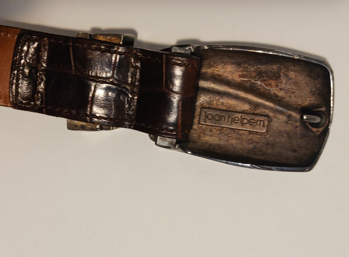 Vintage Joan Helpern Genuine Leather Calfskin Embossed Belt 