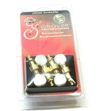 Grover Gold Round Pearloid Button Planetary Geared 4-string Banjo Tuners 123G