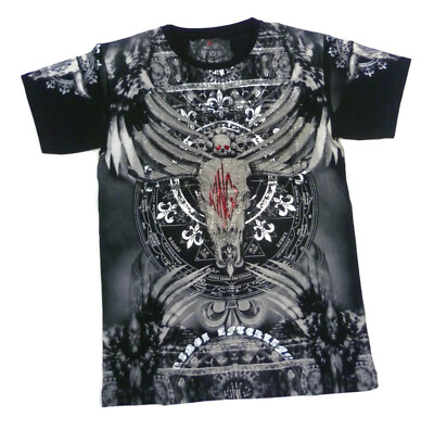 Kingz Herren T-Shirt, verziertes Shirt, Rundhals, Weiß / Silber, S, M, XL