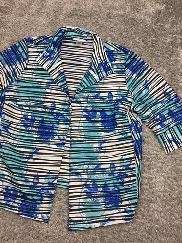 Allison Daley Jacket Womens Size 22W Blue Striped Woman Plus - Picture 4 of 13