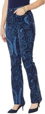 DG2 Diane Gilman Virtual Stretch Printed Boot-Cut Jean Indigo 2P NEW 990