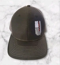 Jeep Embroidered American Flag Richardson 112 Trucker Hat Snapback Black Mesh