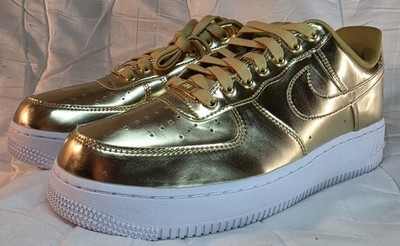 Nike Air Force 1 SP Liquid Metal Gold Sneaker CQ6566-700 Metallic Gold/White