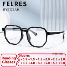 Unisex Polygon Anti Blue Light Reading Glasses Clear Lens Presbyopic Glasses New