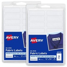 No-Iron Fabric Labels 1/2 x 1-3/4 Inch Sew-On Name Tags for Clothing Pack of 2 