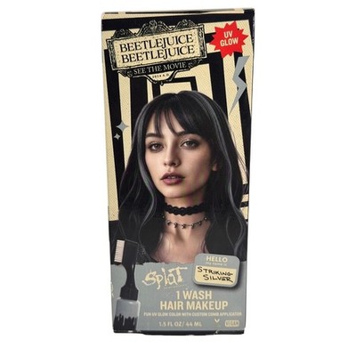 Splat Beetlejuice UV Glow Hair Makeup Striking Silver 1 Wash Temporary Color