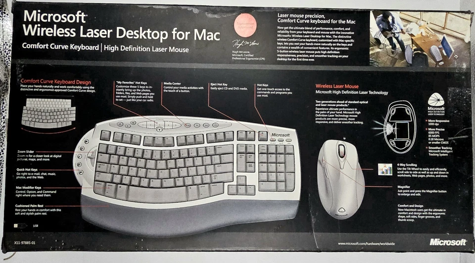 Microsoft Wireless Laser Desktop For Mac PC Laser 6000 New In Box  - Image 2 of 4