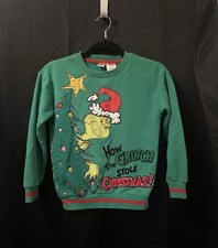 Grinch Kids Holiday Themed Embroidery Soft Sweatshirt Size Med-8, Excellent Con