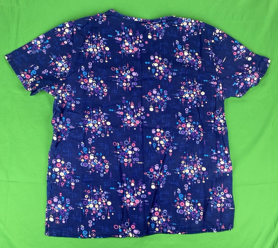 Medium Purple Flowers Design Simply basic Scrub Shirt - Image 3 of 4