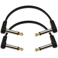 D'Addario Flat Patch 1/4" Right Angle Patch Cable, 4", 2-Pack