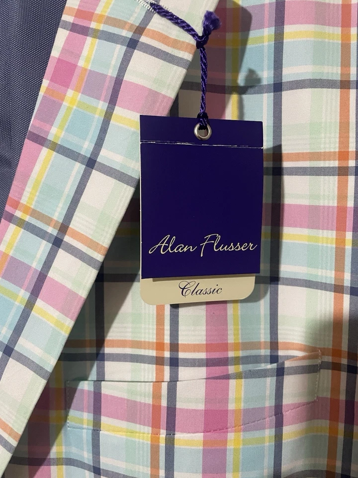 Alan River Hombre Blazer Chaqueta Abrigo Deportivo Traje Talla 46R Cuadros Rosa Azul Amarillo Foto 2 de 4