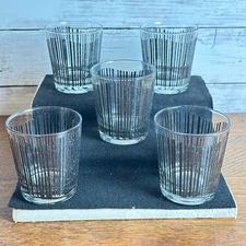 Georges Briard Barware Highball Tumblers Vintage Rock Glasses Set of 5 Icicle