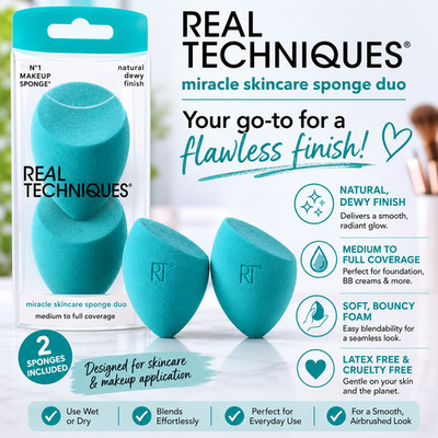 Real Techniques Miracle Airblend Sponge Duo 2-Pack Makeup