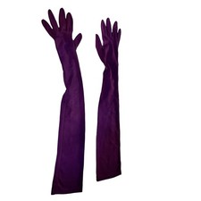 Vintage Purple Mid Century Ladies Elbow Length Opera Formal Gloves Size Small