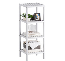 Estanter a ba o 4 niveles bamb blanco, organizador multifuncional para hogar.