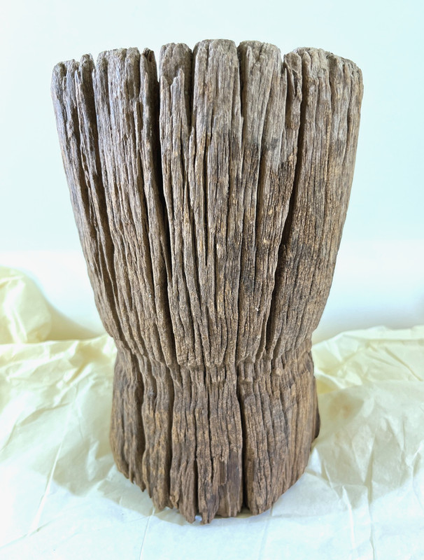 Antique Wooden MORTAR Tree Trunk Nepal 9.5" I'M GROOT! Carved Charity DS15