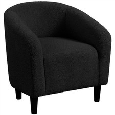 Tub Chair Armchair Boucle Club Chair for Living Room Dining Room Reception Black