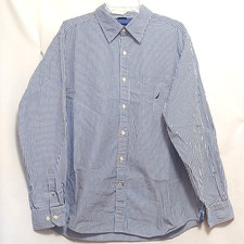 NAUTICA Button Down, Blue Striped, Long Sleeve Dress Shirt. Men's Size L