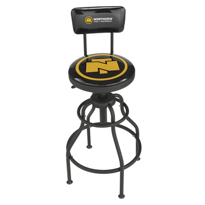 #ad Northern Tool Equipment Adjustable Swivel Shop Stool with Backrest $79.99