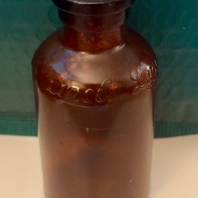 Vintage Lysol 4'' Brown Amber Glass Bottle Empty