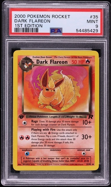 2000 Pokemon Game Rocket 1st Edition Dark Flareon #35 PSA 9 MINT WOTC
