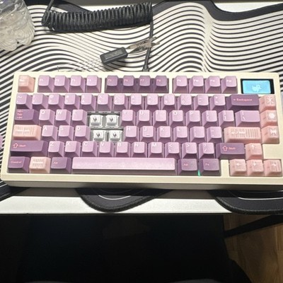 Meletrix zoom 75 with lcd screen. morandi switches and GMK Symbiote keycaps