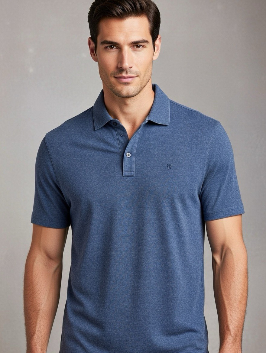 Michael Kors Polo Shirt Mens Medium Blue Embroidered Logo Collared Short Sleeve