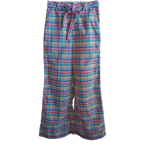 Rainbow Disco Plaid Vintage 26x30 Women's Bellbottom Pants High-Waisted Wide Leg