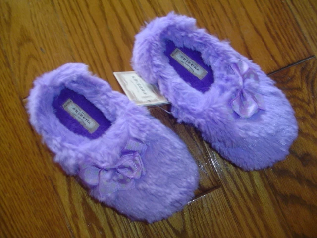 Purple faux fur slippers sale