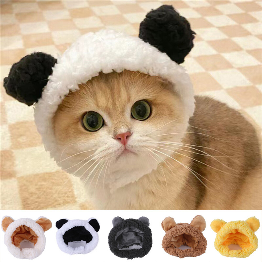 Pet Supplies Cat Cap Headgear Head Wear Bear Plush Head Cover