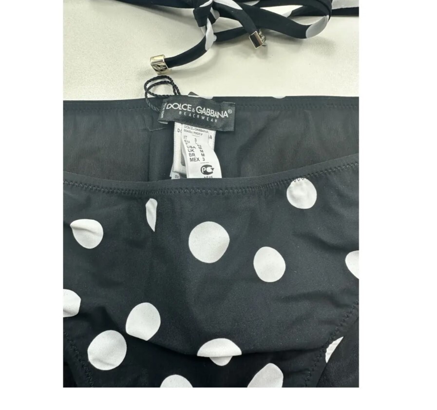 D&G BEACHWEAR 3点セット DOLCE & GABBANA Swimwear Black White Polkadot Bikini