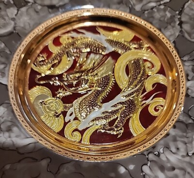 THE ART OF CHOKIN 金閣 24KT Gold 彫金 日本製 The Art of Chokin 24k Gold Edged Plate with Dragon Design 4” | eBay