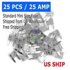 25pc 25 Amp Mini Blade Small Fuse Assortment Auto Car Motorcycle SUV Fuses Kit