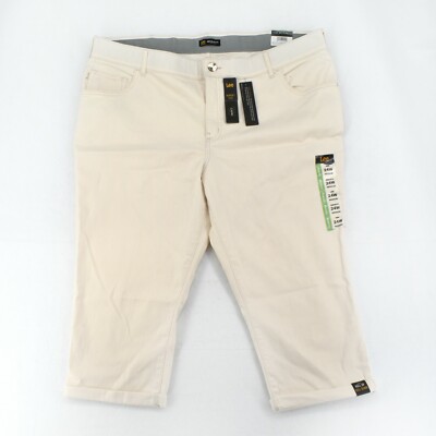 LEE Womens Ivory Mid Rise Flex Motion Regular Fit Capri Denim