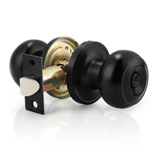 knobelite Black Door Knob  Interior Keyed Entry Privacy Passage Dummy Knob