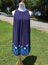 NWT LOFT PURPLE POPOVER DRESS W/EMBROIDERED FLOWERS SZ 4 - $90