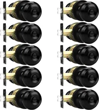 10PK Probrico Bedroom Bathroom Matte Black Door Knobs Privacy Interior Door Knob