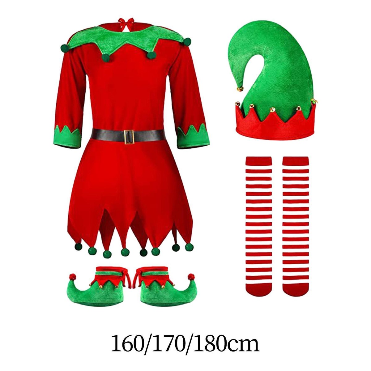 Elf Christmas Costume Dress up with Hat Photo Props Adults with Socks  Clothes