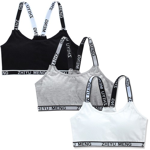3 x Cotton Training Bra Sports Bra Underwear for Teenage 8-16 Years Girls' Vest - Picture 18 of 18