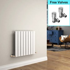 White Radiator Single Flat Panel 600 x 600 Central Heating Small Rad With Valves