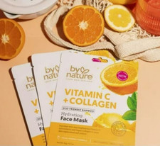 By Nature Vitamin C  Collagen Hydrating Antioxidant Sheet Face Mask 3 Pack 