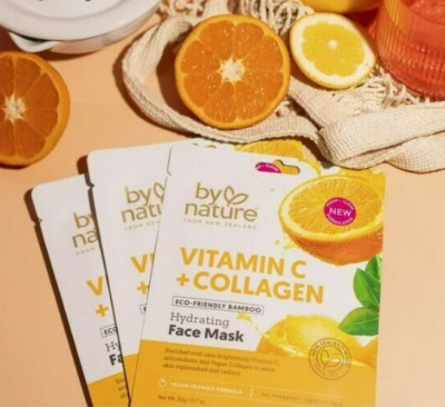 By Nature Vitamin C + Collagen Hydrating Antioxidant  Sheet Face Mask (3 Pack) 