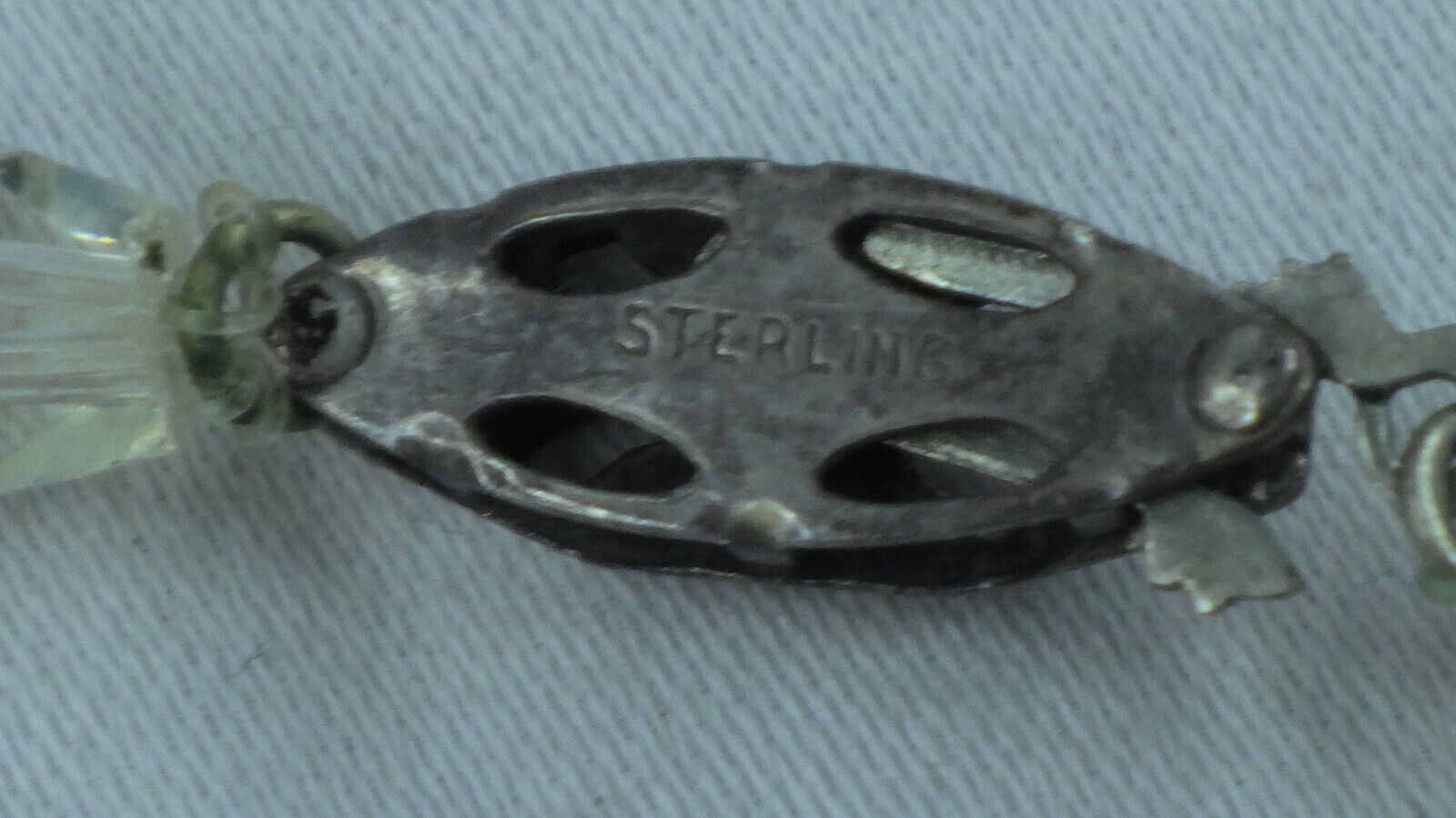 Antique Sterling Silver 925 Necklace Clasp w/ Gem… - image 10