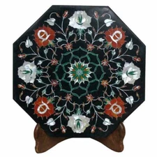 16" black Marble Dining Coffee corner Center Table Top inlay antique Mosaic d51