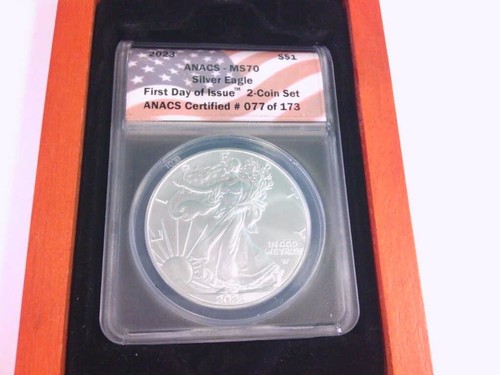 2023 American Eagle Silver Coin ANACS MS70 First Day of Issue W/ BOX AND COA - 第 2/6 張圖片