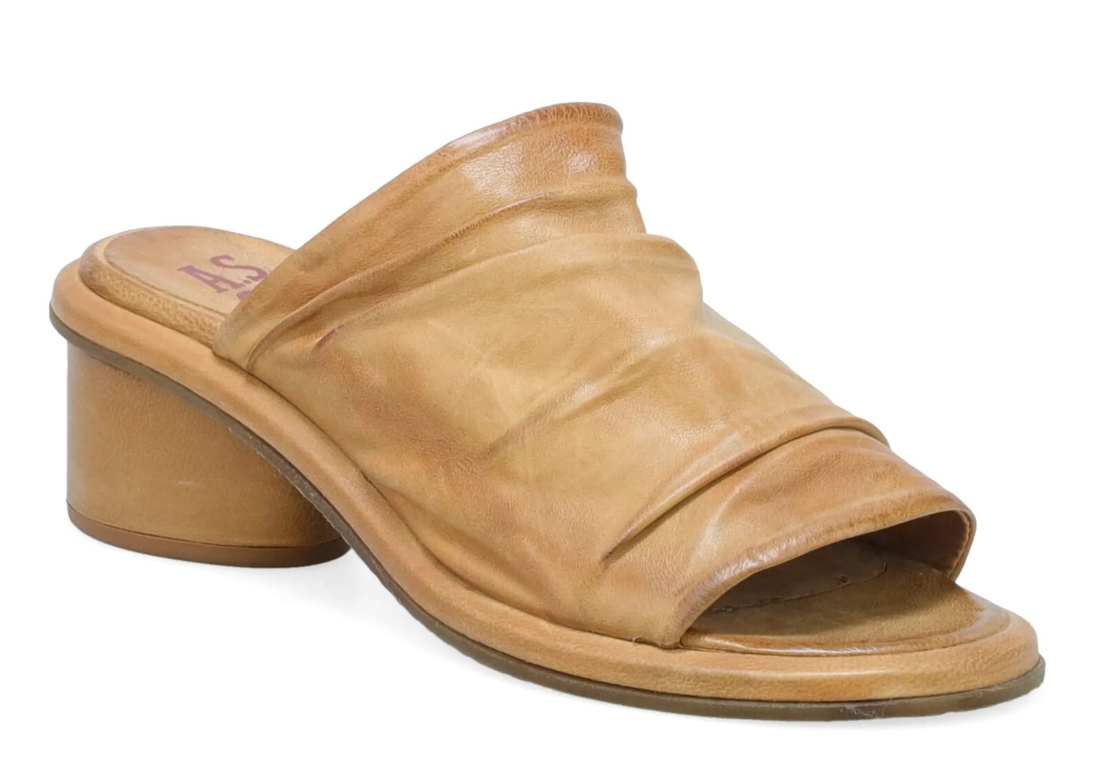 Женские кожаные шлепанцы на каблуке A.S.98 Lior, верблюжий размер 42 / US 10.5 - 11