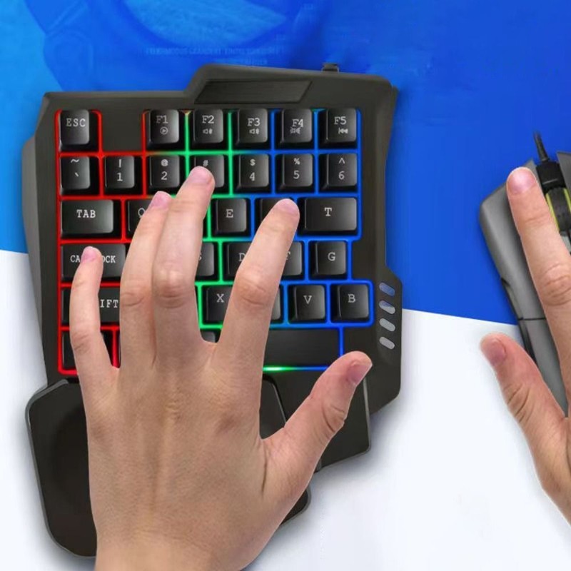 USB Single Hand Keyboard Mini Luminous Gaming Mechanical Keyboard 35 Keys UK