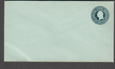 unmailed 5 Washington stamped envelope cover blue/break in design bottom center